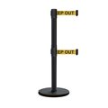 Montour Line Retractable Belt Dbl Roller Stanchion, 2.5ft Black Post  9ft. Danges ME630D-BK-DANGEYB-90